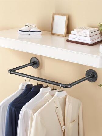 Wall-Mounted Clothes Rack, Pipe Clothes Rail, Industrial Style Wall Hangers, Detachable Metal Clothes Rods, Coat Rack, Bedroom for Hallways, Living Room, Bedroom (50cm - 2PCS)