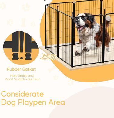 Металевий вольєр для собак, 61 см, 8 панелей, чорний. Ідеально для дому, вулиці, кемпінгу, саду, тераси.