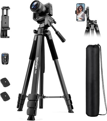 Штатив для камери Nineigh 172см, для смартфона з пультом, легкий, алюміній, 3-х секційний, для фото та відео