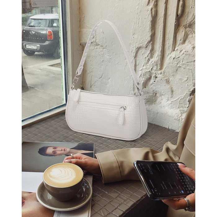 Сумка жіноча LOVEVOOK крокодиловий візерунок біла: сумка-клатч, сумка на плече, міні-сумка месенджер для побачень, вечірок, покупок