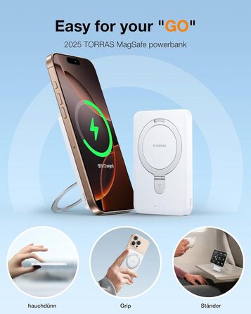 TORRAS Power Bank 5000mAh з MagSafe, 22.5W PD, USB-C, для iPhone 17 Pro Max та інших моделей