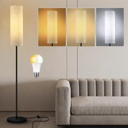 LED торшер для вітальні Hzitcigm: сучасний дизайн, 3 колірні температури, 12W, E27, з абажуром з льону, регулювання за допомогою вимикача, 175 см
