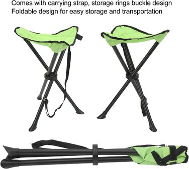 Складаний стілець-табурет, 200 кг, неслизький, стабільний, для відпочинку на природі, риболовлі, кемпінгу, пікніків (зелений)