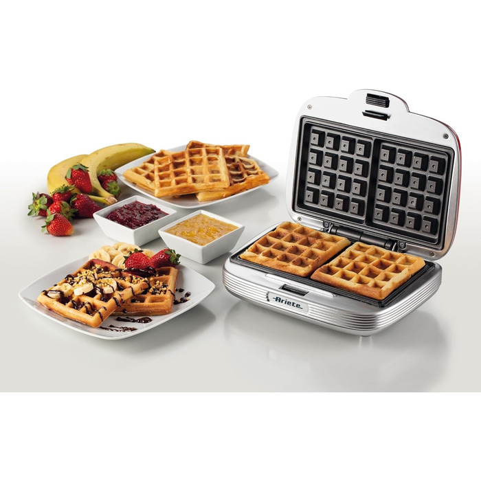 Ariete Party Time Waffle Maker - Non-Stick, 700W, Red