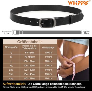 Жіночий шкіряний ремінь WHIPPY великого розміру, модний джинсовий ремінь з міцною пряжкою для джинсів, суконь, коричневий та чорний (з золотою пряжкою) XXL 140 см