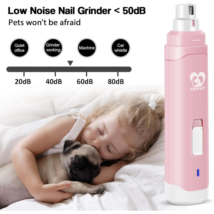 Електричний триммер для собак та котів Casfuy - професійний, 2 швидкості, акумуляторний, рожевий