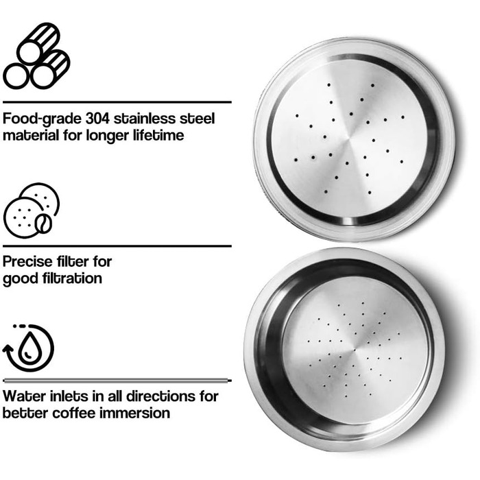 Cafilas Refillable Lavazza A Modo Mio Coffee Capsule made of Stainless Steel for Refilling, Refill Capsule, compatible with Lavazza A Modo Mio (Coffee Capsule + Coffee Tamper)