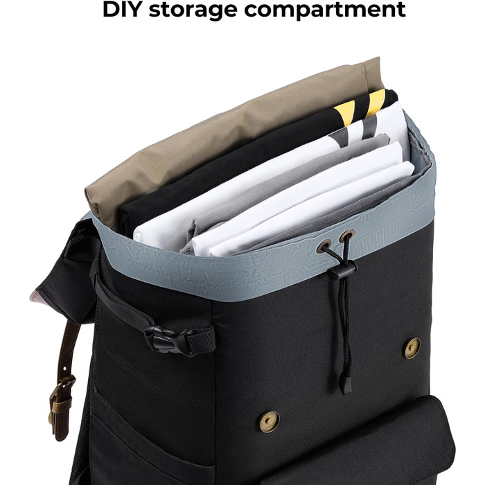 Рюкзак для камери K&F Concept Rolltop 20L: водонепроникний, для Canon, Nikon, Sony, Fujifilm, Olympus, з відділенням для ноутбука 15.6 дюймів (сірий/зелений, чорний)
