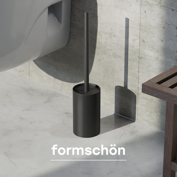 Набір для чищення унітазу Savega з нержавіючої сталі та силіконовою щіткою - гігієнічний набір для туалету з захистом від розбризкування, чорний