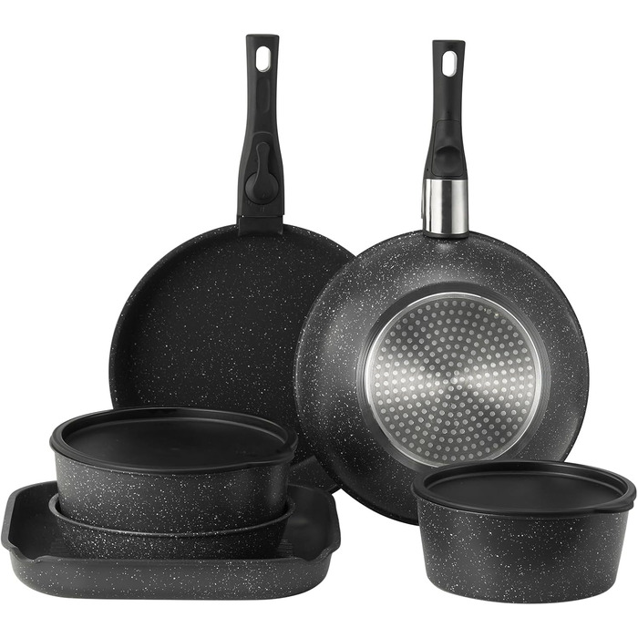 Каструля VEVOR з кришкою (індукційна, антипригарна, чорна, зі знімною ручкою) для кухні кемпера/автобудинку