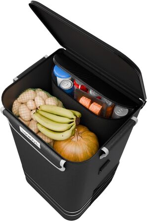 Тролей для покупок 24MOVE® Vehlo: складаний, 55л, з термокишенею, 3в1 (тролей, візок, сумка), до 30кг, чорний