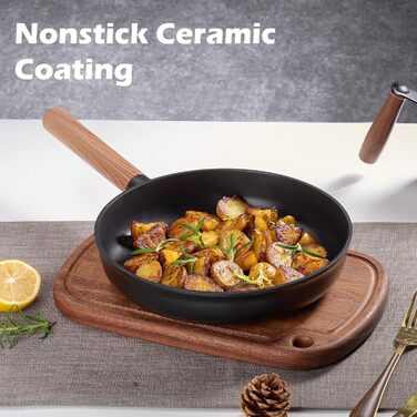 Набір посуду JEETEE 17 предметів з антипригарним покриттям Ceramic, набір каструль та сковорідок з знімними ручками, для всіх типів плит, сумісний з духовкою