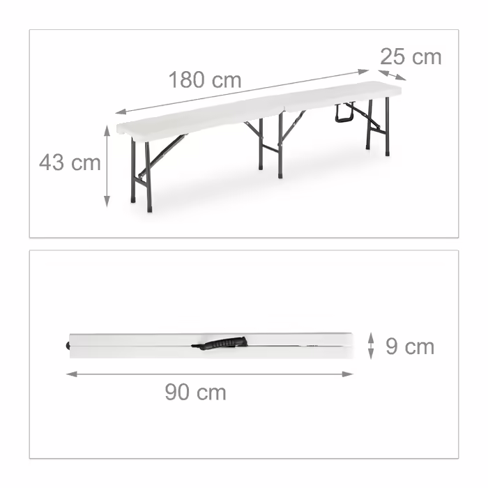 Relaxdays Beer Bench, Set of 2, White