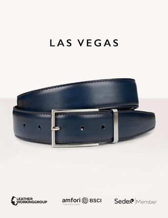 Чоловічий шкіряний ремінь FENIX LAS VEGAS з пряжкою, регульований, колір Midnight Blue (темно-синій), розмір 85