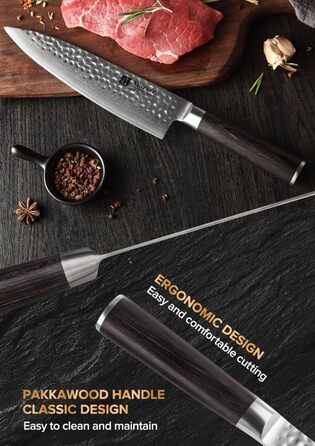 Ніж кухарський XINZUO Gyuto 20.1 см з дамаської сталі, професійний, серія He
