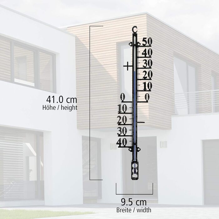 Lantelme Garden Thermometer Metal 41cm Long | Analog Temperature -40 to 50°C | Thermometer for Garden, Outdoor Wall Thermometer for House | Also for Indoors as a Room Indoor Thermometer, xxl Large (41cm Metal)
