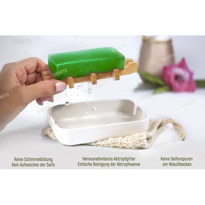 Набір для миття рук: мильниця з бамбука та кукурудзяного крохмалю + 2 мішечки для мила