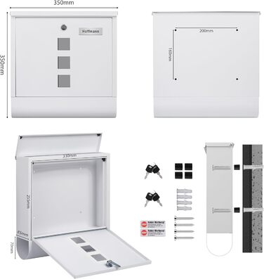 Поштовий ящик Zedelmaier XXL з нержавіючої сталі, індивідуальне гравіювання, 35x35 см, 4 ключі, для листів B5/C4, RAL 7016 Anthrazit