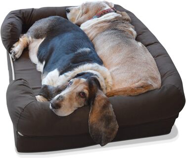 Ліжко для собак та котів PetFusion Ultimate Solid Memory Foam 2.5' - ортопедичне, коричневе, 91 x 71 x 23 см