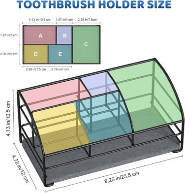 Тримач для зубних щіток Luxspire, електричний, з дренажними отворами, настінний, без свердління, для зубної пасти та насадок, 2 слоти (чорний)