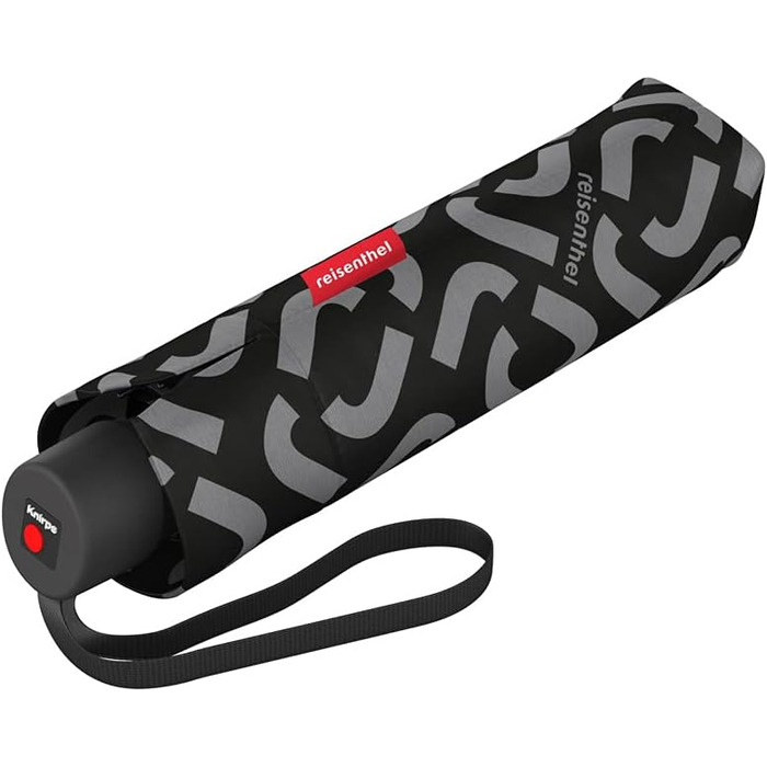 Зонт Reisenthel Pocket Classic Signature Schwarz – компактний кишеньковий зонт з перероблених PET-пляшок, ергономічна ручка