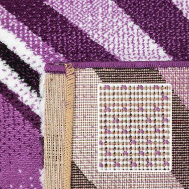 Килим для вітальні, спальні, їдальні, коридору, кухні: сучасний килим з геометричним візерунком, м'який, короткий ворс, легкий у догляді, колір: фіолетовий, 140 x 200 см