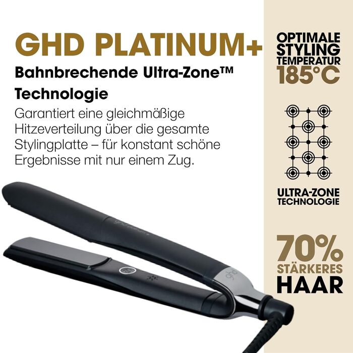 Випрямляч для волосся ghd Platinum+ чорного кольору - професійний стайлер для всіх типів волосся, захист кольору, більше блиску, нова упаковка