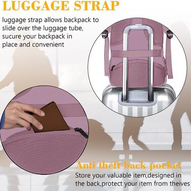 Рюкзак для ноутбука MATEIN, 17.3 дюйми, жіночий, з USB-портом, антикрадійний, для роботи, подорожей, навчання, подарунок, фіолетовий