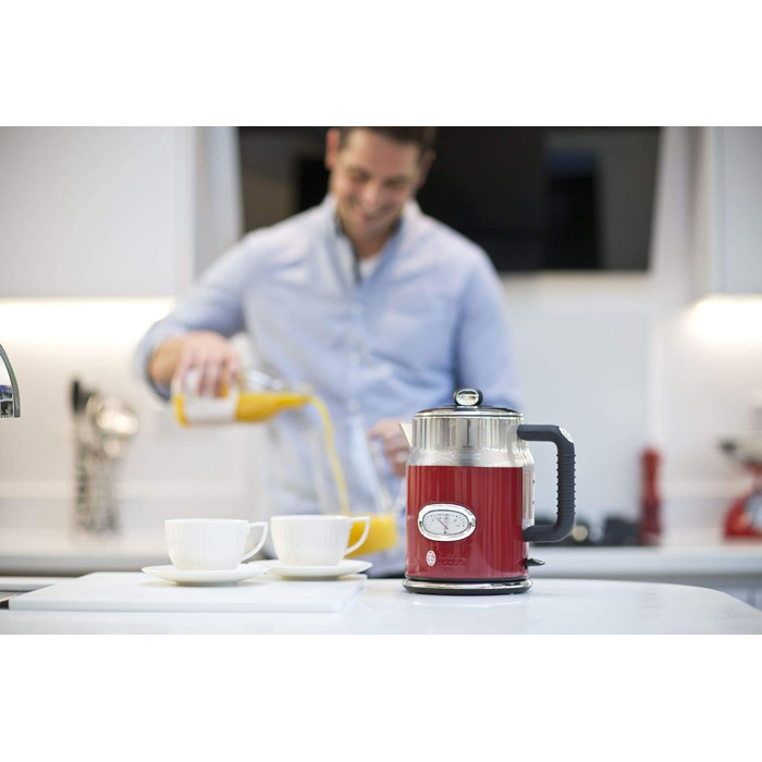 Тостер Russell Hobbs Retro з нержавіючої сталі [для 2 тостів] з підігрівачем для бургерів, 6 рівнів підсмажування, функція розморожування та підігріву, 1300 Вт, Vintage 21680-56