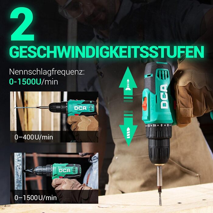 Акумуляторний дриль-шуруповерт DCA ADJZ2035, 20V, 40 Нм, 2.0Ah, 25-ти частинний комплект