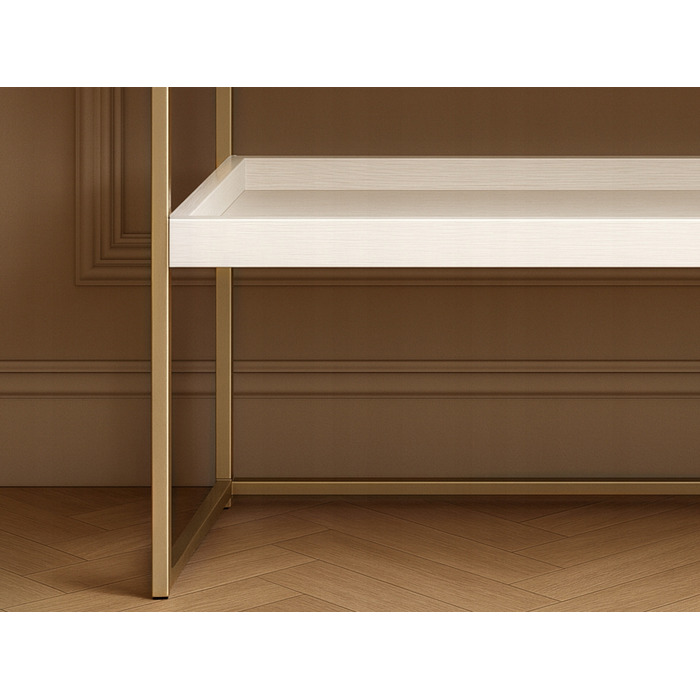 Консольний столик Mebel-Partner, білий/матовий золотий, 110 x 76,5 x 35 см