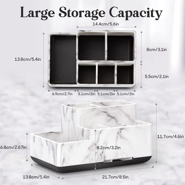 Тримач для зубних щіток електричних, знімний, для зберігання зубної пасти та бритви, легко чистити, білий (білий мармур)