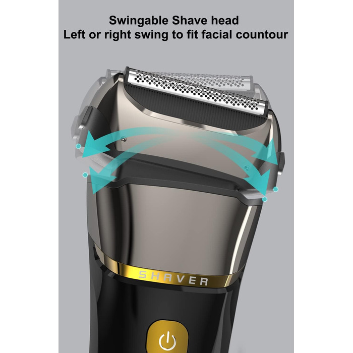 Електричний чоловічий бритва та тример з 3 гнучкими лезами, акумуляторний, бездротовий, з етиуі, для мокрого та сухого гоління, 100 хв роботи, подарунок для чоловіка, зелено-чорний