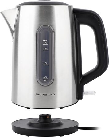 Електричний чайник EMERIO з об'ємом 1.7 л, синя LED-підсвітка, 360° підставка, скло Borosilikat, без BPA, WK-119988.7