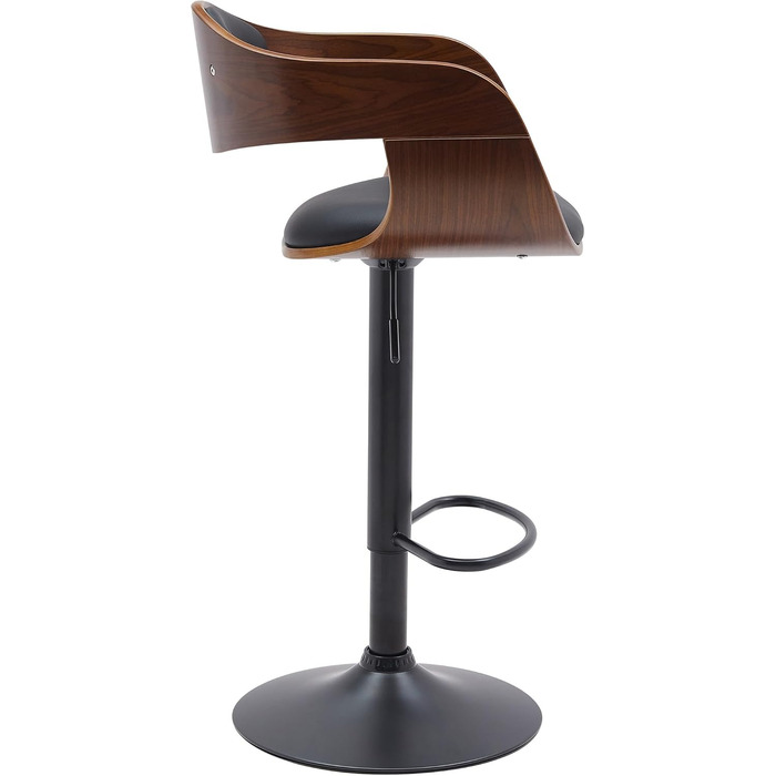 Kingston Adjustable Bar Stool with Premium Faux Leather Cushion - Walnut/Black