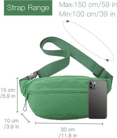 Поясна сумка чоловіча/жіноча водонепроникна для подорожей, фестивалів, спорту та прогулянок з собакою (зелена)