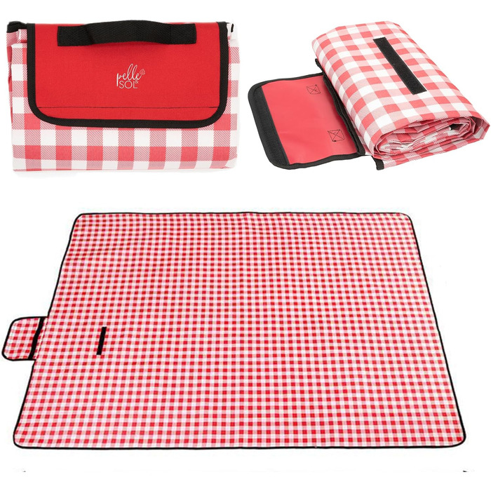 Пікнік-дека Pelle & Sol, 200x140 см, водовідштовхувальна, туристична, для пляжу, кемпінгу, з ручкою, червона