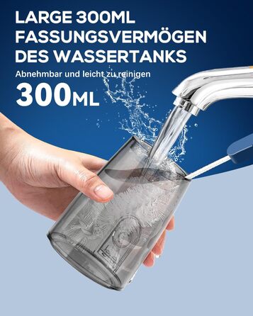 Електрична зубна нитка Munddusche JTF: 5 режимів, 9 насадок, водонепроникність IPX7, для подорожей