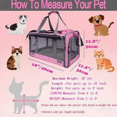 Транспортна переноска для собак та котів, складана, рожева, 46x46x30 см