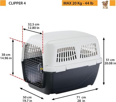 Переноска для собак Ferplast Clipper 4, IATA, до 20 кг, 71 x 50 x 51 см