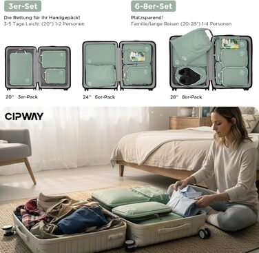 Органайзер для валізи Cipway Kompression Set (8 шт.) - набір кубів для пакування, зелений шалфей