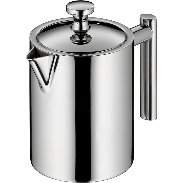 alfi TEA POT 1.40L, Stainless steel insulated carafe with tea strainer and tea catcher, single-walled stainless steel, durable thermos, ideal as a teapot for loose tea, dishwasher-safe, BPA-free (0.6 L)