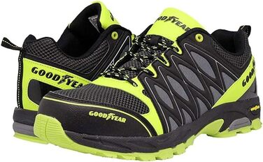 Черевики робочі Goodyear S1P/SRA/HRO для чоловіків, металозахисні, композитна підошва, чорно-неонові (38 EU)