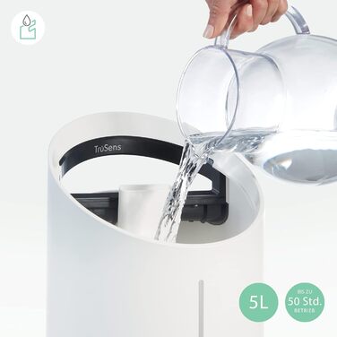 Leitz TruSens Ультразвуковий зволожувач повітря N-300, 45 м², з контролем вологості, для офісу, спальні та дитячої кімнати, 8 л, білий/сріблястий