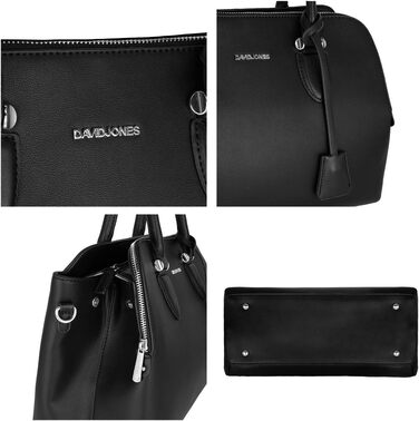 Сумка жіноча David Jones елегантна шопер (tote bag) з PU шкіри, чорна. Сумка через плече, багато відділень, для роботи та повсякдення