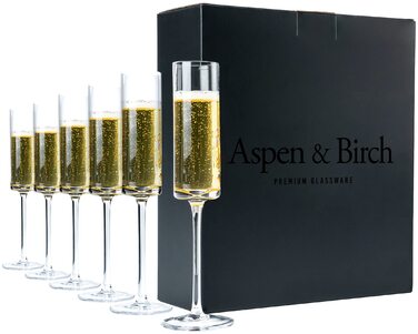 Набір келихів для шампанського Aspen & Birch (6 шт.) - келихи для мімози, 100% без свинцю, 280 мл, ручної роботи