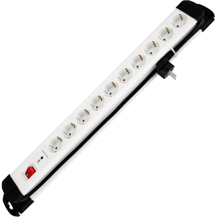 Многорозеткова смуга REV з захистом від перенапруги, 10 розеток, 2м, білий, 3680W