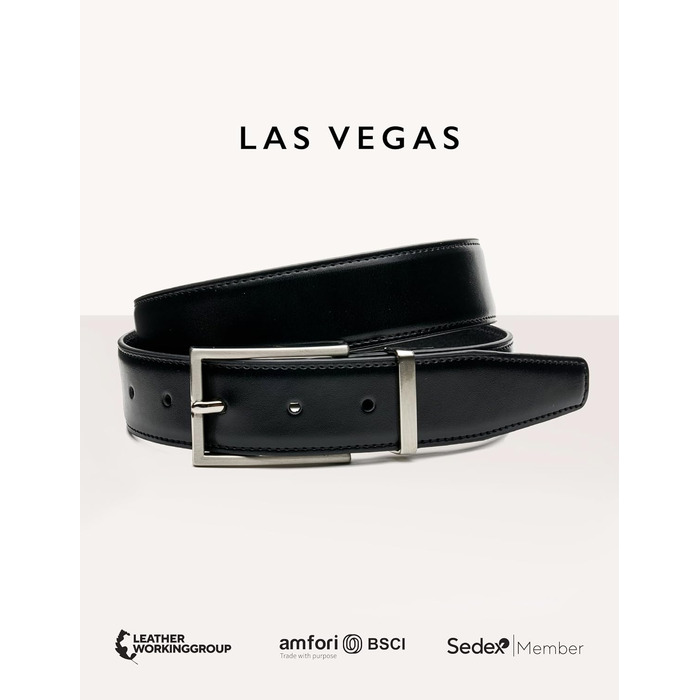 Чоловічий шкіряний ремінь FENIX LAS VEGAS з пряжкою, регульований, колір Jet Black, розмір 105