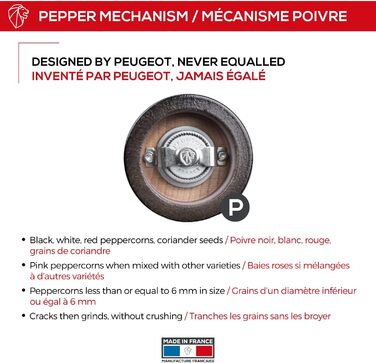 Млин для перцю PEUGEOT Paris, дерев'яний, 18 см, чорний лакований