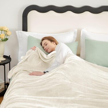 WAVVE Плед м'який, теплий, флісовий 150x200 см - 2 шт. (кремовий)